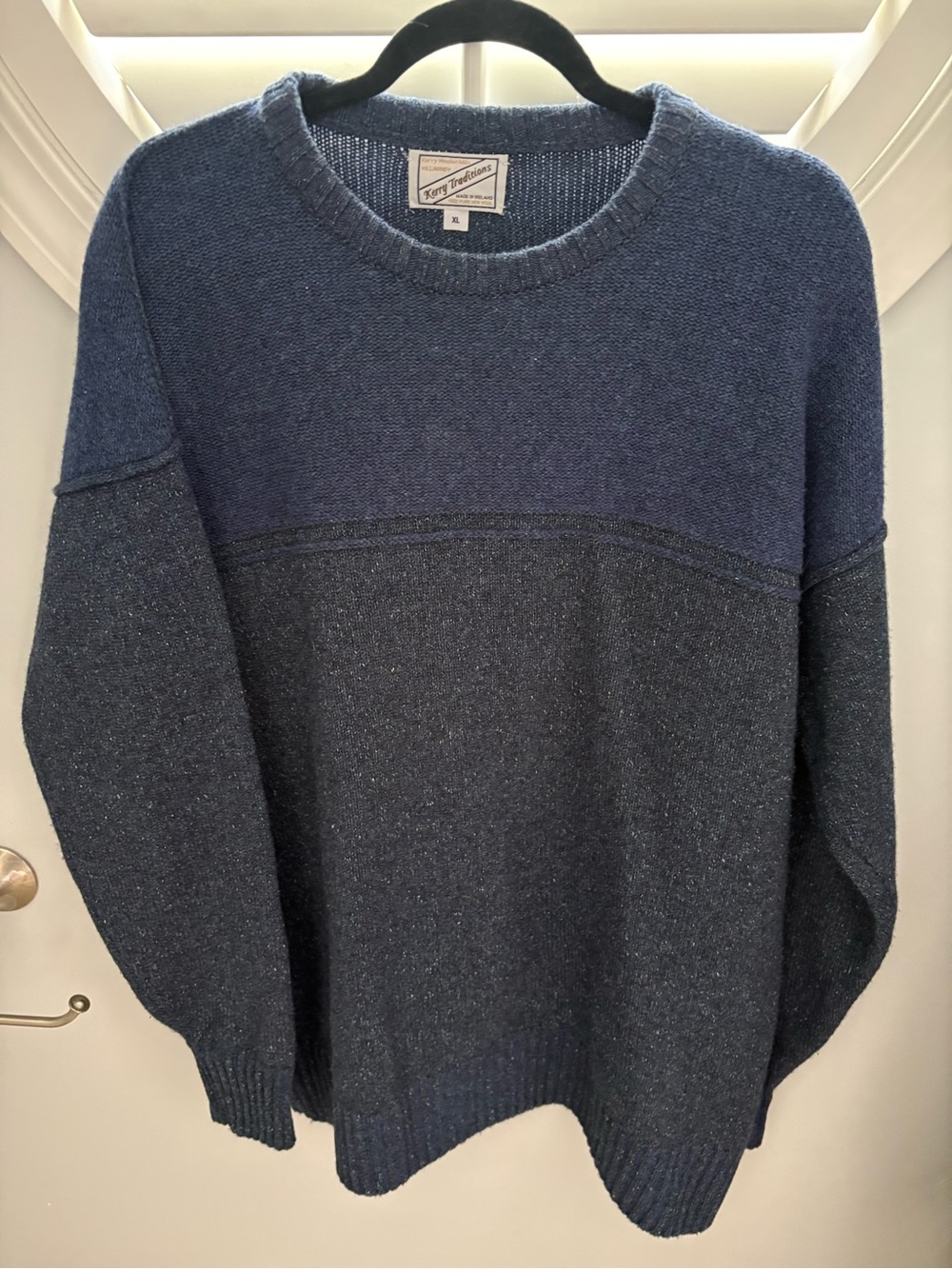Kerry Traditions men’s wool blue, two-tone textured sweater XL